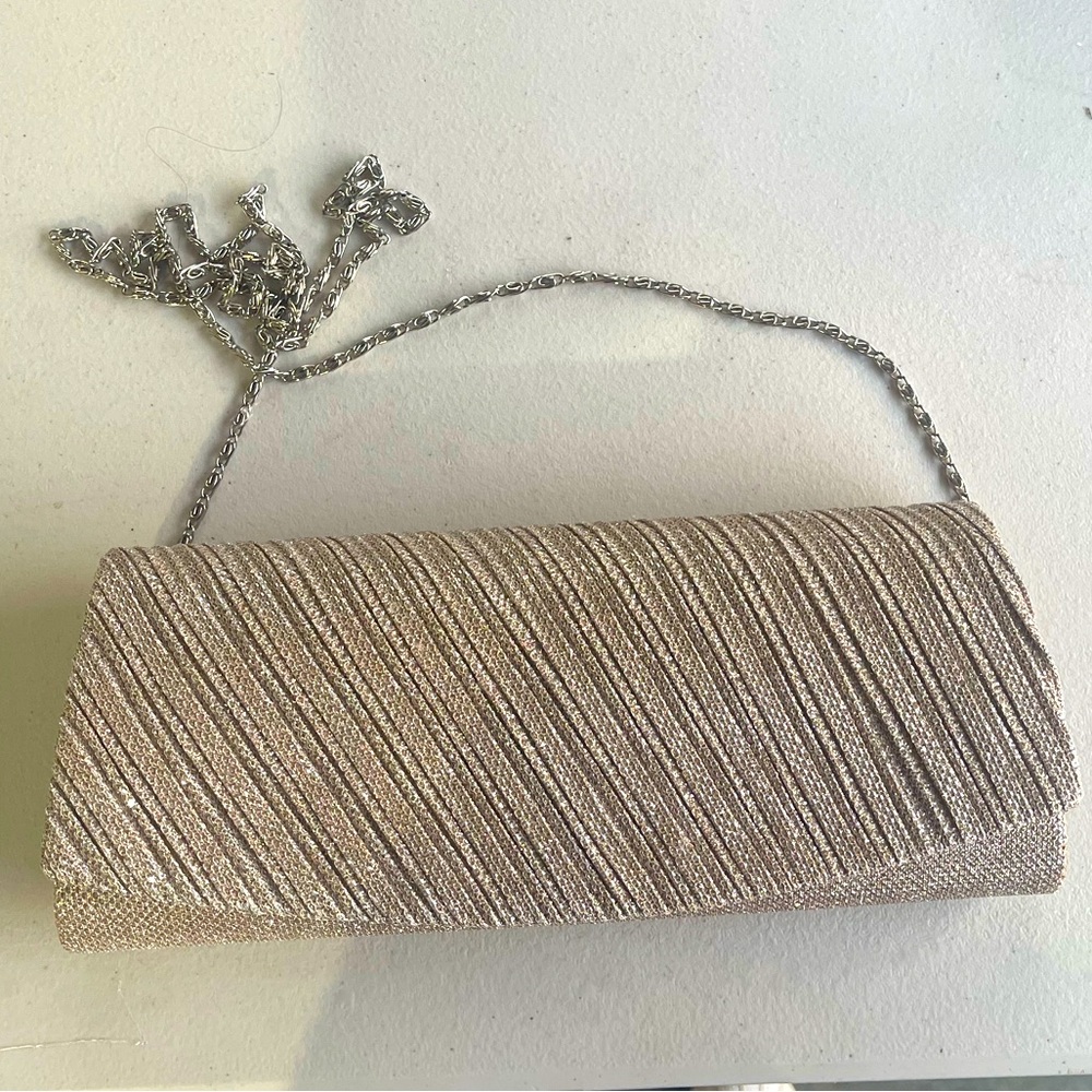 Women Gold Small Clutch With Strap